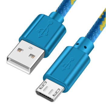 Woven nylon cloth data cable - Blue-0.5m