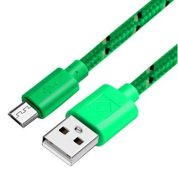 Woven nylon cloth data cable - Green-3m
