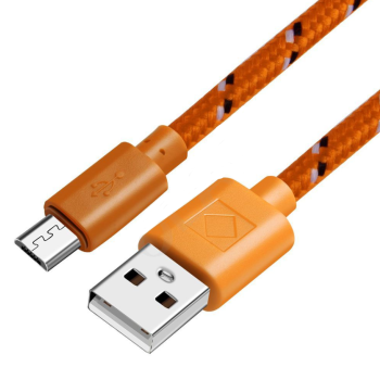 Woven nylon cloth data cable - Orange-0.5m