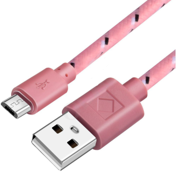 Woven nylon cloth data cable - Pink-Typc C 0.5m