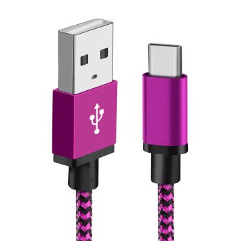 Snake Pattern Nylon Circular Braided Data Cable - Purple-3M