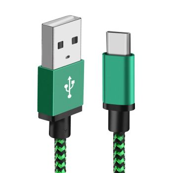 Snake Pattern Nylon Circular Braided Data Cable - Green-3M