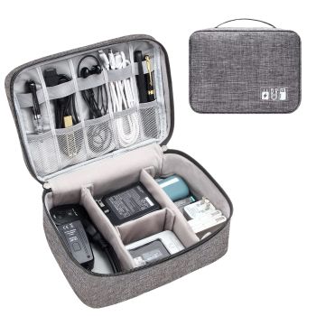 Electronics Organizer Travel Cable Organizer Bag Waterproof Portable Digital Storage Bag Electronic Accessories Case Cable Charger Organizer Case - Gray