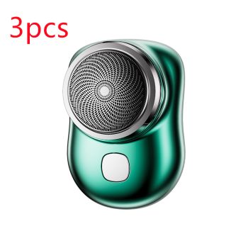 Mini Portable Face Cordless Shavers Rechargeable USB Electric Shaver Wet & Dry Painless Small Size Machine Shaving For Men - 3pcs Green-USB