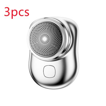 Mini Portable Face Cordless Shavers Rechargeable USB Electric Shaver Wet & Dry Painless Small Size Machine Shaving For Men - 3pcs Silver-USB