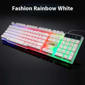 Industry gaming keyboard glowing usb cable gaming keyboard - White