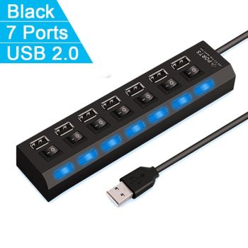 Notebook computer mouse keyboard HUB hub - Black-7 holes