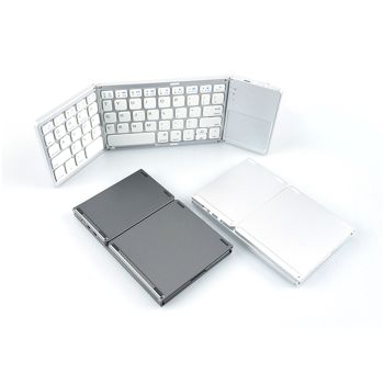 Mini Tri-fold Bluetooth Keyboard For Mobile Phone Computer Portable Wireless Thin Touch Universal - Silver