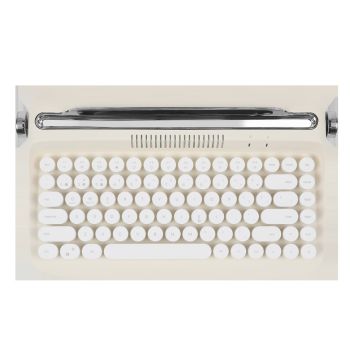 Retro Round Parts Bluetooth Keyboard Wireless Office Tablet PC - Ivory White