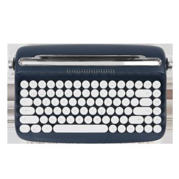 Retro Round Parts Bluetooth Keyboard Wireless Office Tablet PC - Navy Blue