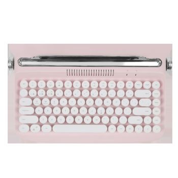 Retro Round Parts Bluetooth Keyboard Wireless Office Tablet PC - Pink