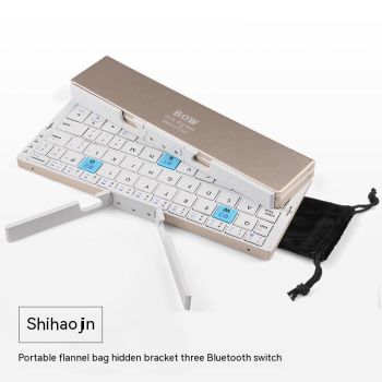 Folding Bluetooth Keyboard And Mouse Set Apple Android Suitable For Tablet Hands - Local Gold