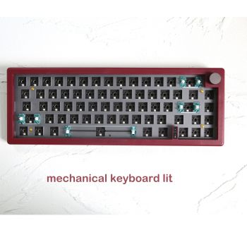 Three-model Customized DIY With Knob Support Hot Plug RGB Backlit Mechanical Keyboard Kit - Red