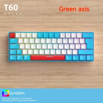 Mechanical Keyboard Color Matching Game Notebook 62 Keys Portable - Gundam Green Shaft