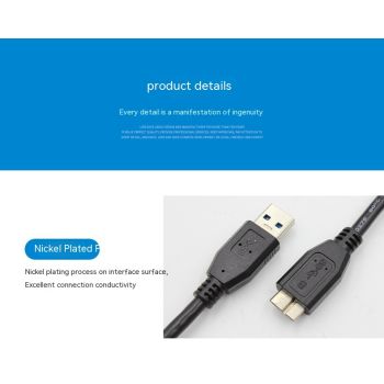 USB30 Transmission Data Cable Mobile Hard Disk Cable - Black-100cm