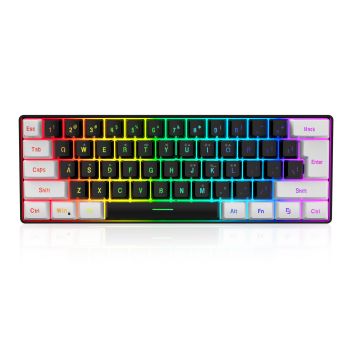 HXSJ 61 Key Gaming Membrane Keyboard RGB Light Multiple Shortcut Combination Factory In Stock - V700 Black And White