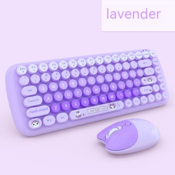 Pink Mini Cute Cartoon Wireless Keyboard And Mouse Set - Purple Wireless Kits