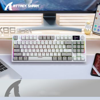 K86 Three-mode RGB Bluetooth Wired Luminous Machinery Keyboard - Business Gray