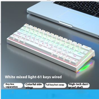 61 Key Small Bluish Black Black Tea Shaft Wired Hot Plug Computer Mechanical Keyboard - White Tea