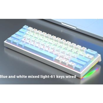 61 Key Small Bluish Black Black Tea Shaft Wired Hot Plug Computer Mechanical Keyboard - Blue, White And Green