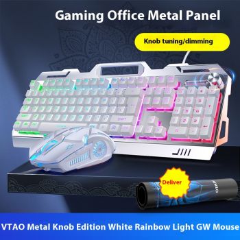 Silver Eagle V2G5 Mechanical Feeling Metal Keyboard Mouse Headset Three-piece Suit - White Mixed Keyboard And Mouse