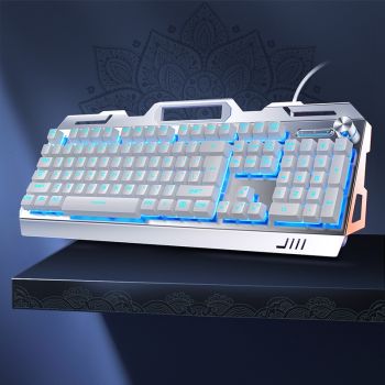 Silver Eagle V2G5 Mechanical Feeling Metal Keyboard Mouse Headset Three-piece Suit - White Blue Light Keyboard