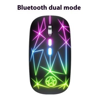 Wireless Bluetooth Mouse Dual-mode Luminous Charging Game Office 5-key Metal Roller - Bluetooth Black