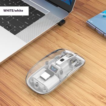 Transparent Magnetic Three-mode Wireless Bluetooth-compatible Mouse - White 24g Version