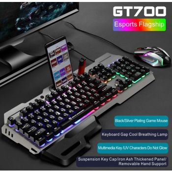 USB Port Luminous Metal Game Mechanical Feeling Keyboard Mouse - Black S150 Black Mouse