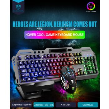 USB Port Luminous Metal Game Mechanical Feeling Keyboard Mouse - GK70 Word Transparent X7 Mouse