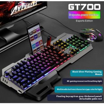 USB Port Luminous Metal Game Mechanical Feeling Keyboard Mouse - Black X7 Mouse