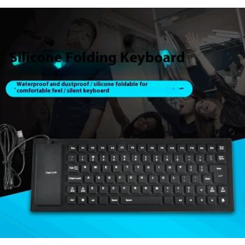 85 Key Wired Silicone Mute Soft Keyboard Multi-country USB Wired Folding Waterproof Mini - Black