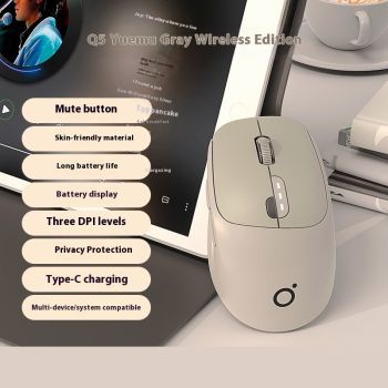 Mute Wireless Bluetooth Mouse Computer Office Mouse - Moon Gray