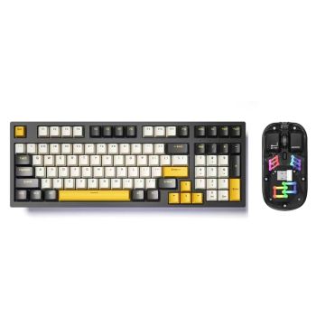 Mechanical Keyboard Customized Three-mold Machinery Key Mouse Suit - Black