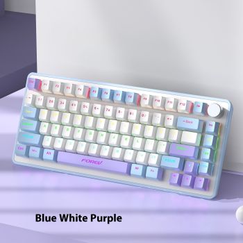 Mechanical Keyboard Customized Three-mold Machinery Key Mouse Suit - White Purple Color