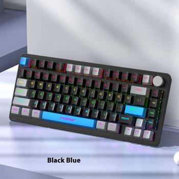 Mechanical Keyboard Customized Three-mold Machinery Key Mouse Suit - Black And Blue