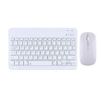 Girls Office Game Home Bluetooth Tablet PC Keyboard - White rechargeable mouse