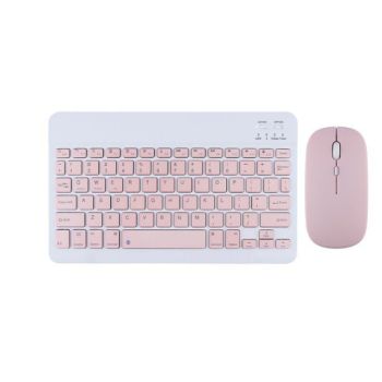 Girls Office Game Home Bluetooth Tablet PC Keyboard - Pink rechargeable mouse