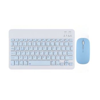 Girls Office Game Home Bluetooth Tablet PC Keyboard - Blue rechargeable mouse