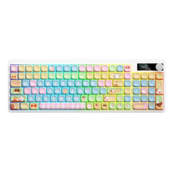 Mechanical Keyboard Black Iron Cow Full Key No Punching Three-mode RGB Backlight Five-side Sublimation - Funny Cake House Red Shaft