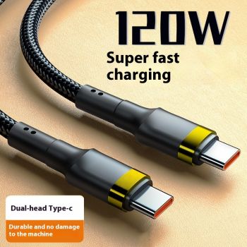 6A Double USB Type-C Cable 120W Fast Charge - 1.5 M-Double Typec Gold