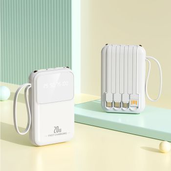 Large Capacity 20000 MA New Mini Power Bank - Color Screen White-20000 MA