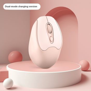 Dual-mode Bluetooth Wireless Mouse Charging Mute Office Game Applicable To Mobile Phones And Tablets - Milk Tea Pink