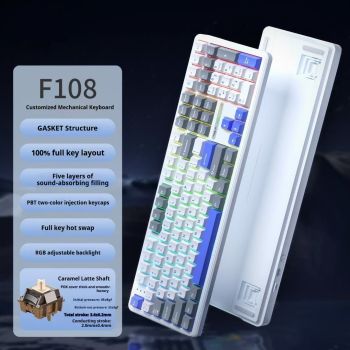 Tarantula F108pro Wireless Bluetooth Three-model Customized Mechanical Keyboard - F108 Fog Blue
