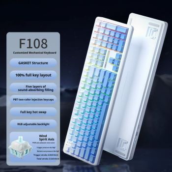 Tarantula F108pro Wireless Bluetooth Three-model Customized Mechanical Keyboard - F108 Glacier Blue