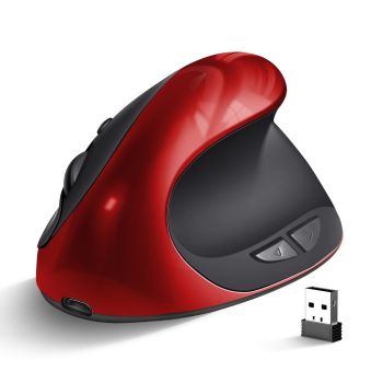Three Generations Wireless Charging Vertical Mouse Ergonomic Mouse - Charging Red Android Port