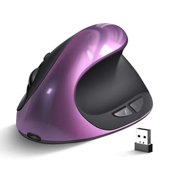 Three Generations Wireless Charging Vertical Mouse Ergonomic Mouse - Charging Purple Android Port