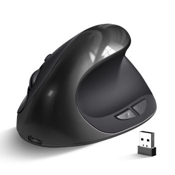 Three Generations Wireless Charging Vertical Mouse Ergonomic Mouse - Chargeable Black Android Port
