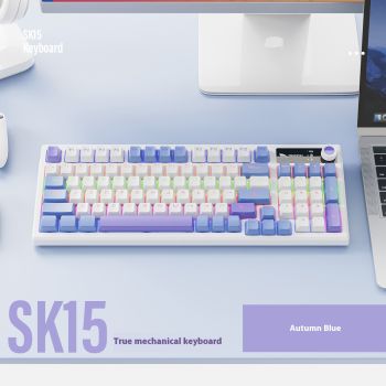 Wired With Knob E-sports Games Notebook Computer Mechanical Keyboard - Autumn Water Blue