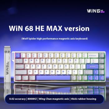 Magnetic Axis Mechanical Keyboard Specially For Gaming - WIN68HE Max White Gray Blue